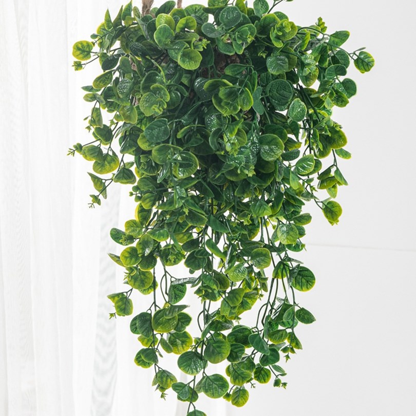 Rattan Plant Basket - ユーカリの葉と籐の人工プラスチック製植物、家の壁掛け、パーティー用品、結婚式の花輪、アーチの装飾、屋外ガーデン用