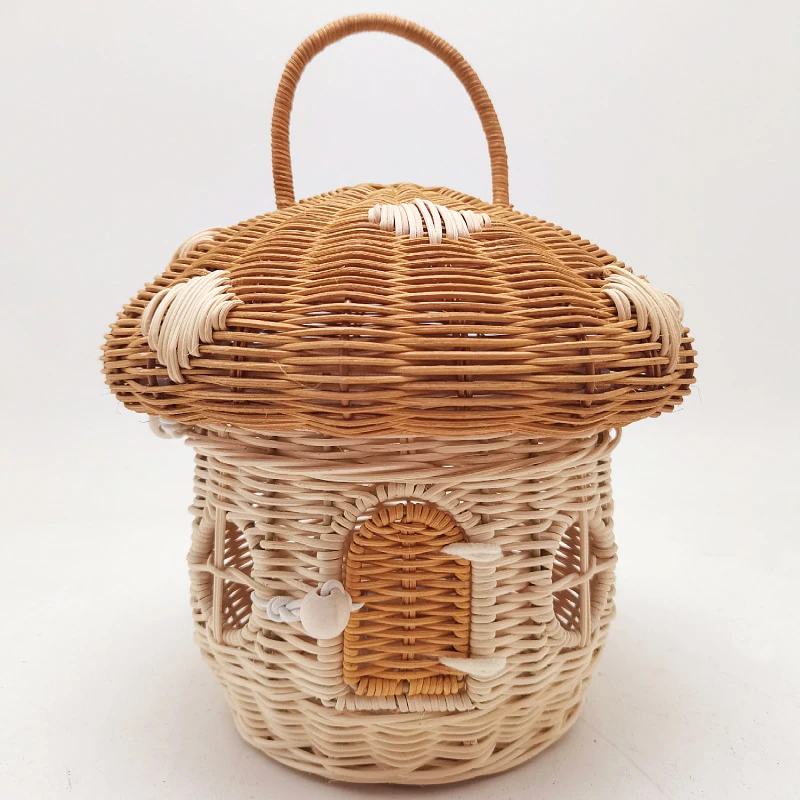 Rattan Plant Basket - 屋外ピクニックバスケットキノコ収納袋籐織バスケットキャンプポータブルキャンディドングリハンドバッグ雑貨織バッグ