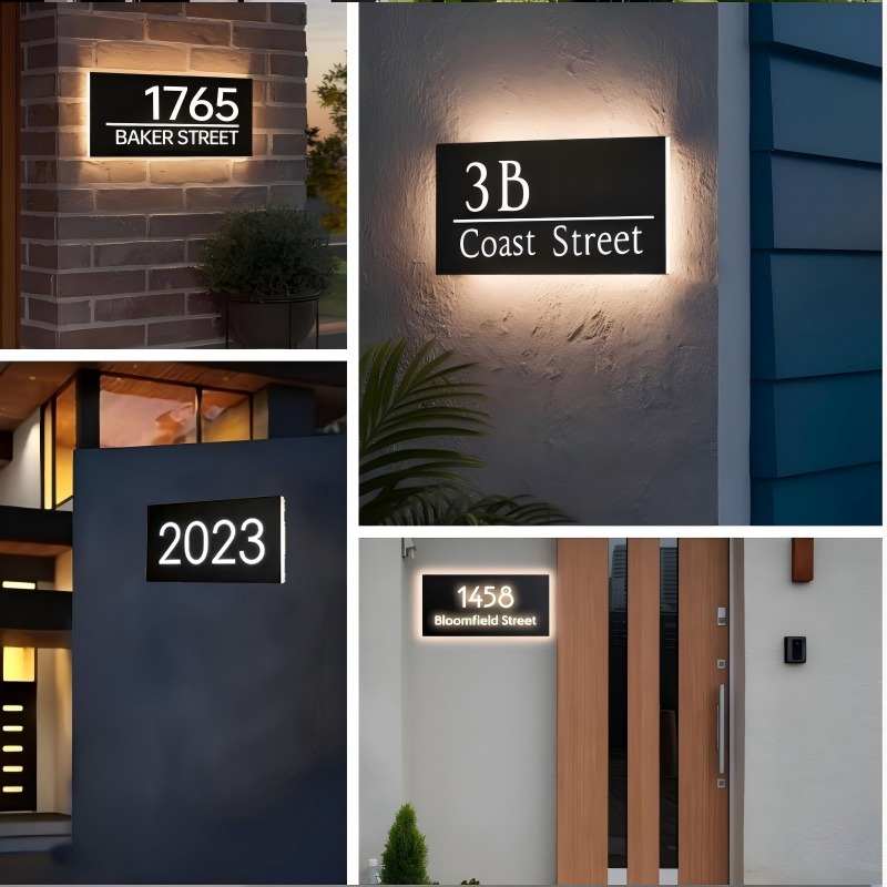 Home Decor Nearby - カスタムLEDライトガイドドアプレート屋内屋外導電性照明付きサインホテルホームルーム番号識別装飾飾り板