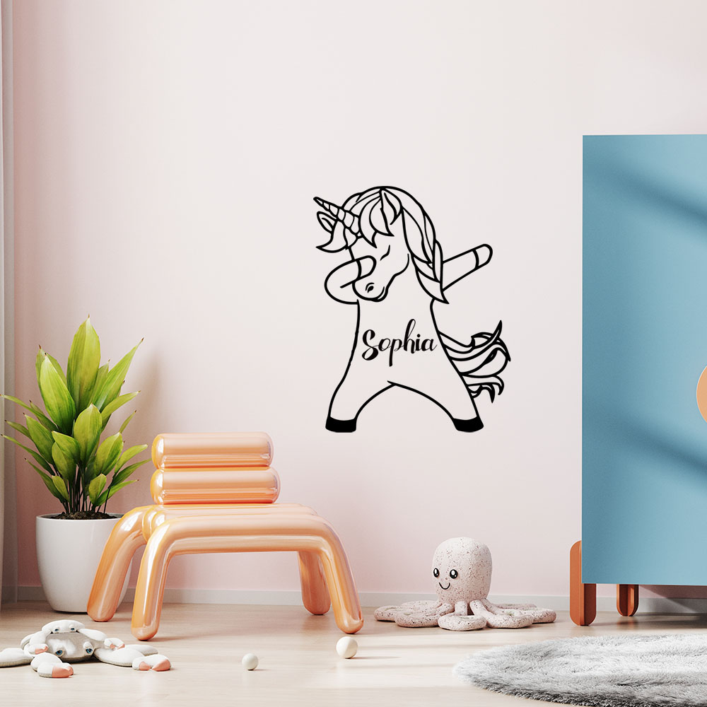Home Decor Wallpaper - 1PC Diy ユニコーンカスタマイズされた名前ステッカー防水ビニール壁紙家の装飾最高のクリスマスギフトステッカー壁画