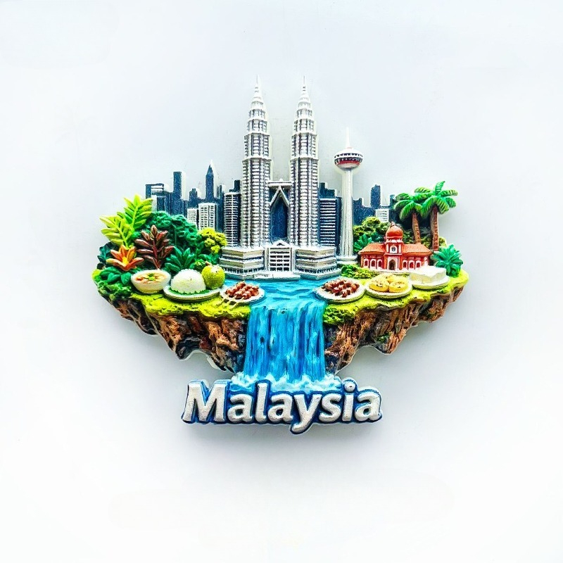 Home Decor Malaysia - クアラルンプール冷蔵庫マグネット - 驚きの3Dペトロナス・タワー滝、ユニークなマレーシア都市景観お土産＆装飾用旅行ギフト