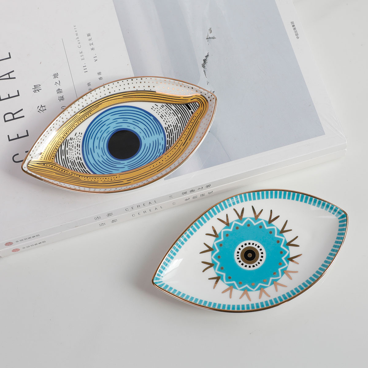 Ceramic Trinket Dish - 装身具皿リング,セラミックシルクスアイパターン,かわいい装飾ジュエリー,ギフト,皿