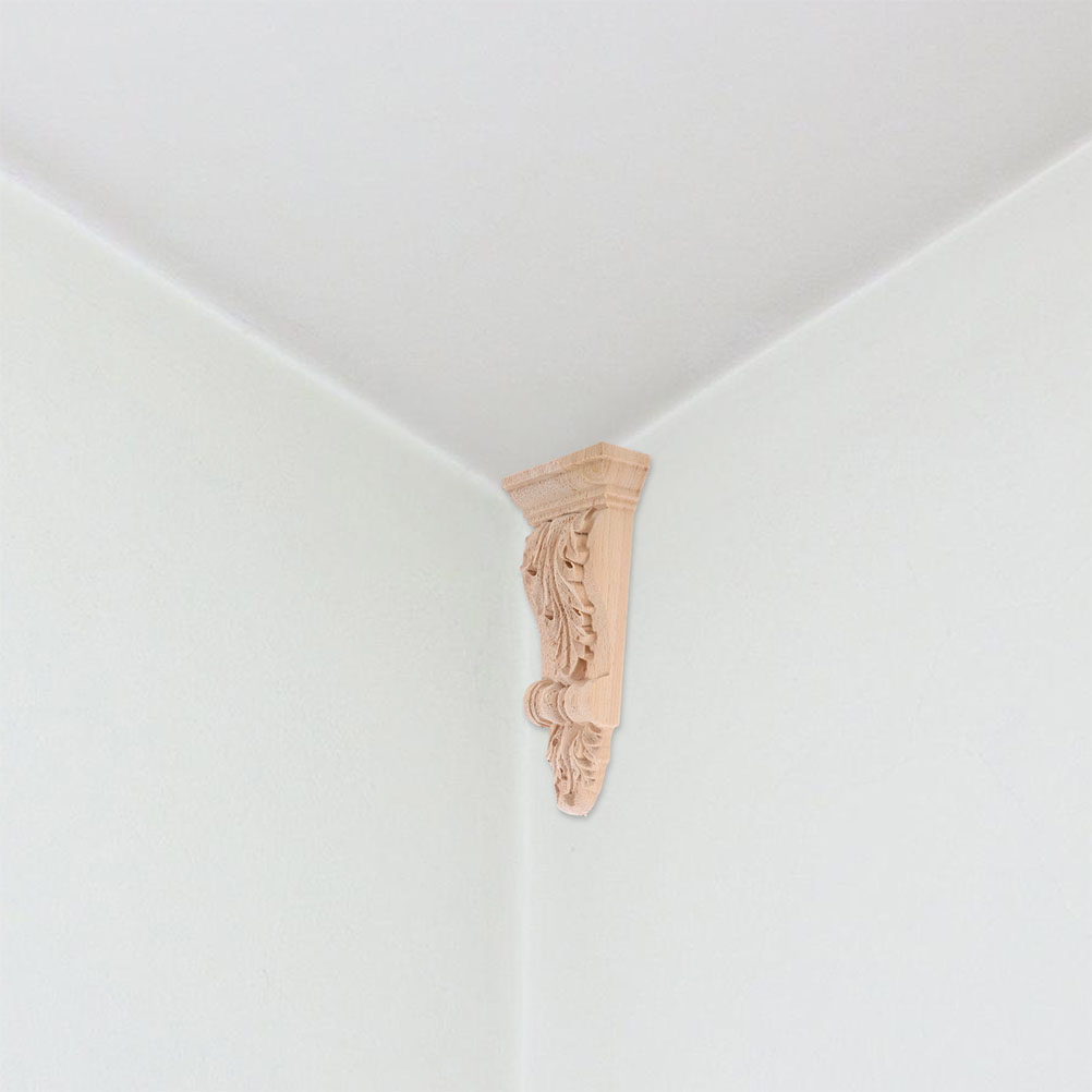 Floating Shelves - 2個入り無塗装木製コーベル、ヨーロッパスタイル彫刻棚受け、フローティングウォールシェルフ装飾コーナーモールディングトリム