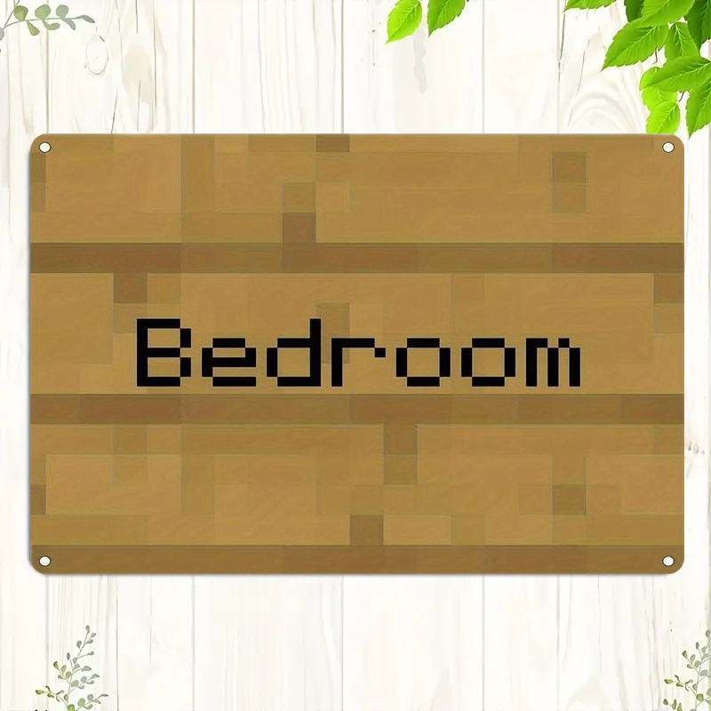 Home Decor Game - ヴィンテージピクセルアート寝室用サイン | ミニメタルウォールデコレーション、モザイクウッドテクスチャ、家庭、ゲームルーム、デコレーションに簡単に設置可能