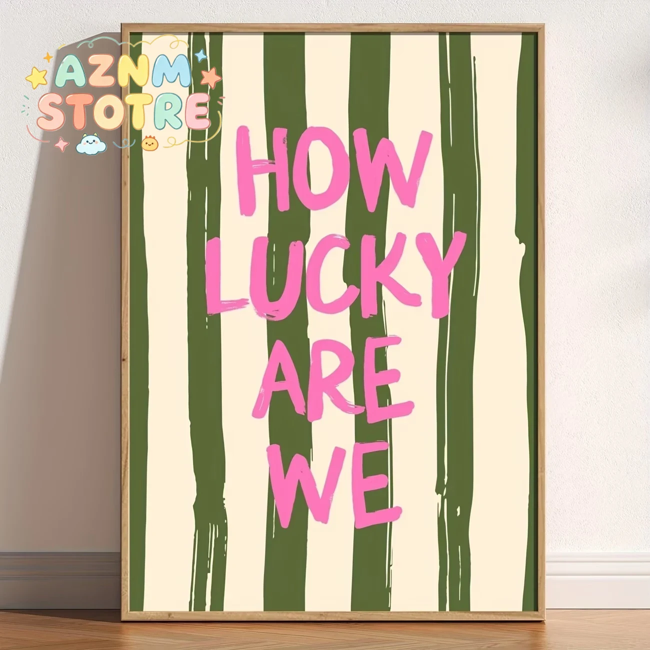 Home Decor How To - モダン、レトロな「How Lucky Are We Love」引用句ウォールアートプリントキャンバス絵画ポスター、リビングルーム、寝室の家の装飾に。