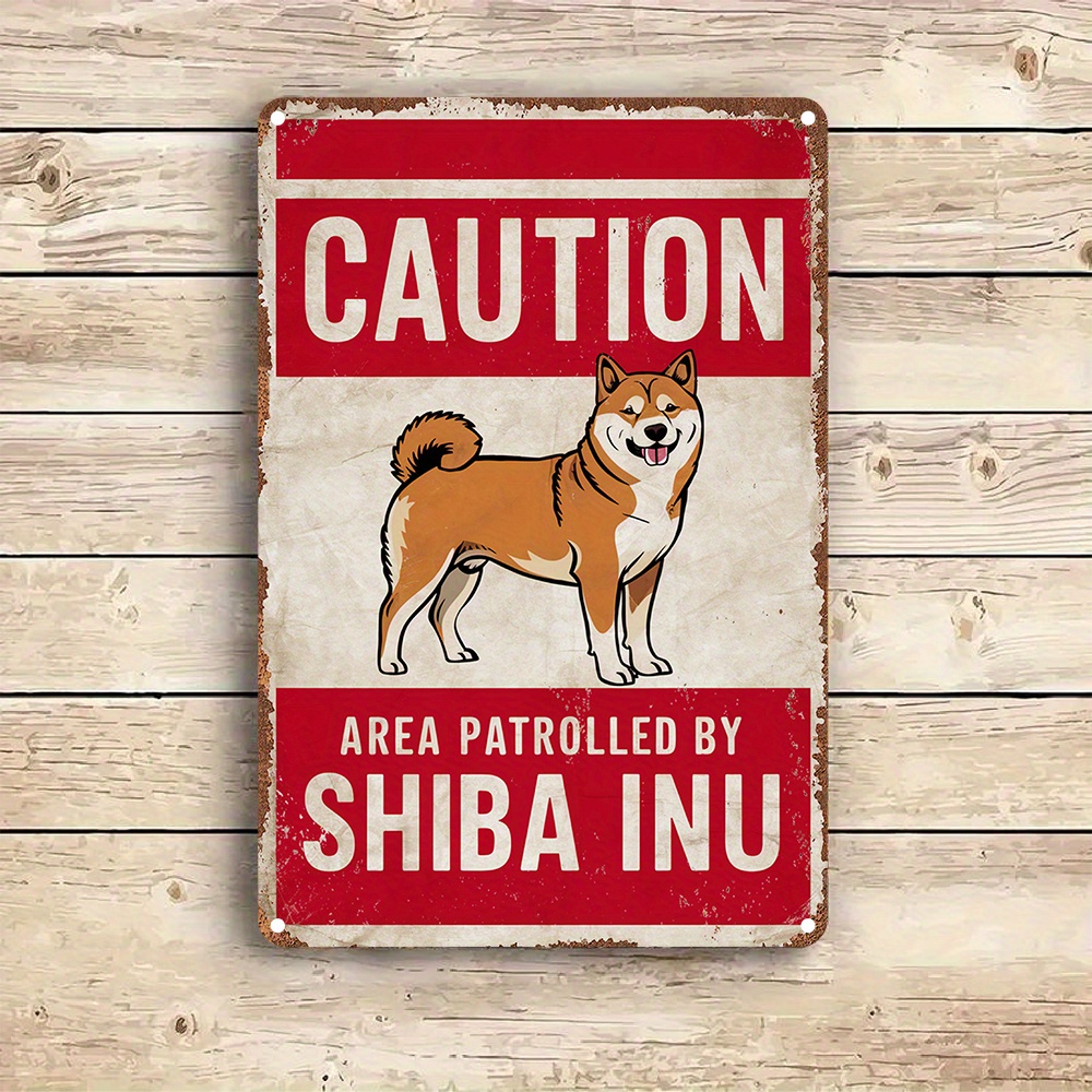 Home Decor Nearby - ヴィンテージ柴犬注意警告メタルサインかわいい犬ポスター装飾庭の家屋内壁アート用