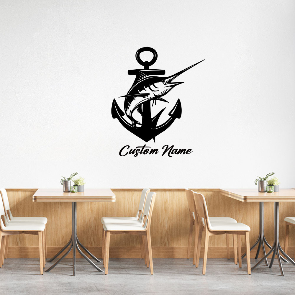 Home Decor Wallpaper - 1PC 優れたカジキ魚パーソナライズされたテキストウォールステッカー Pvc 取り外し可能な寝室の装飾ホームパーティーの装飾壁紙