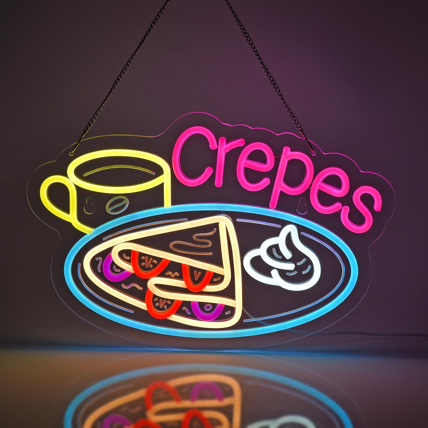 Home Decor Nearby - クレープネオンサイン USB電源 LED調光式ネオンライト ビジネス レストラン ショップ