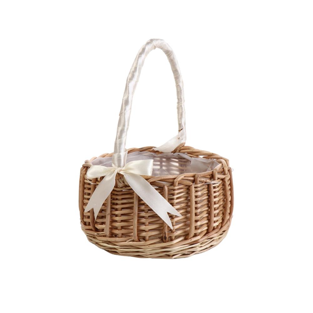 Rattan Plant Basket - 蝶ネクタイ写真小道具家庭用フラワーバスケット装飾籐収納バスケットデスクトップ装飾フラワーバスケットクラッターオーガナイザー