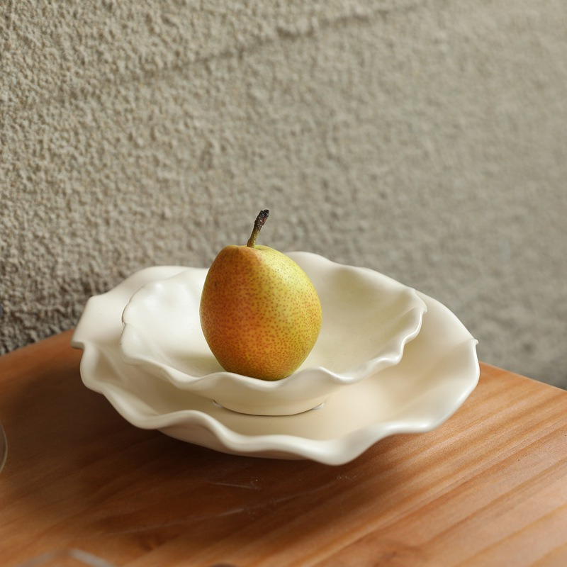 Ceramic Trinket Dish - クリエイティブセラミックフルーツプレート波型エッジトレイ卓上収納容器フルーツプレートジュエリーディッシュ小物入れトレイ