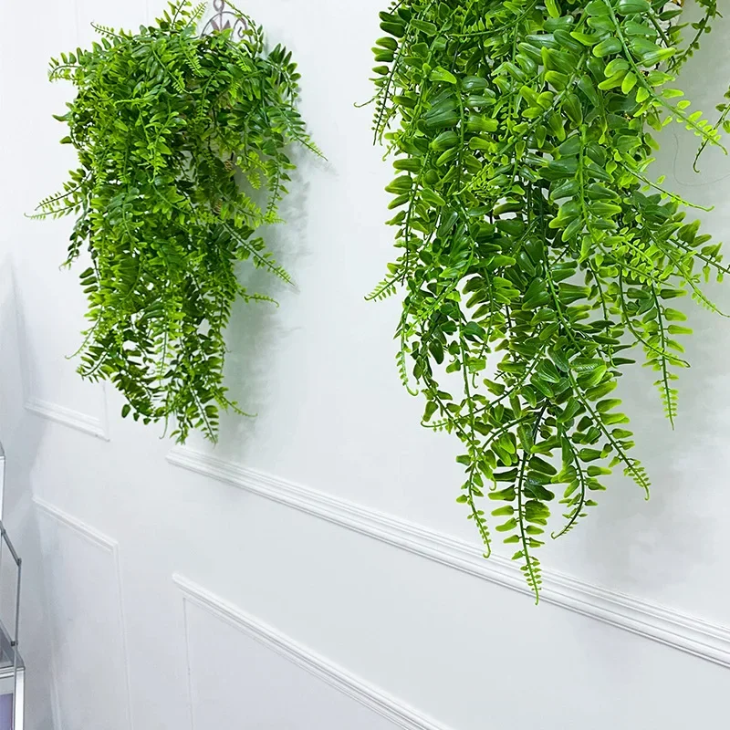 Rattan Plant Basket - 人工吊り下げ植物 32 インチ フェイクボストンシダ プラスチック製フェイク植物 ウォールハウス