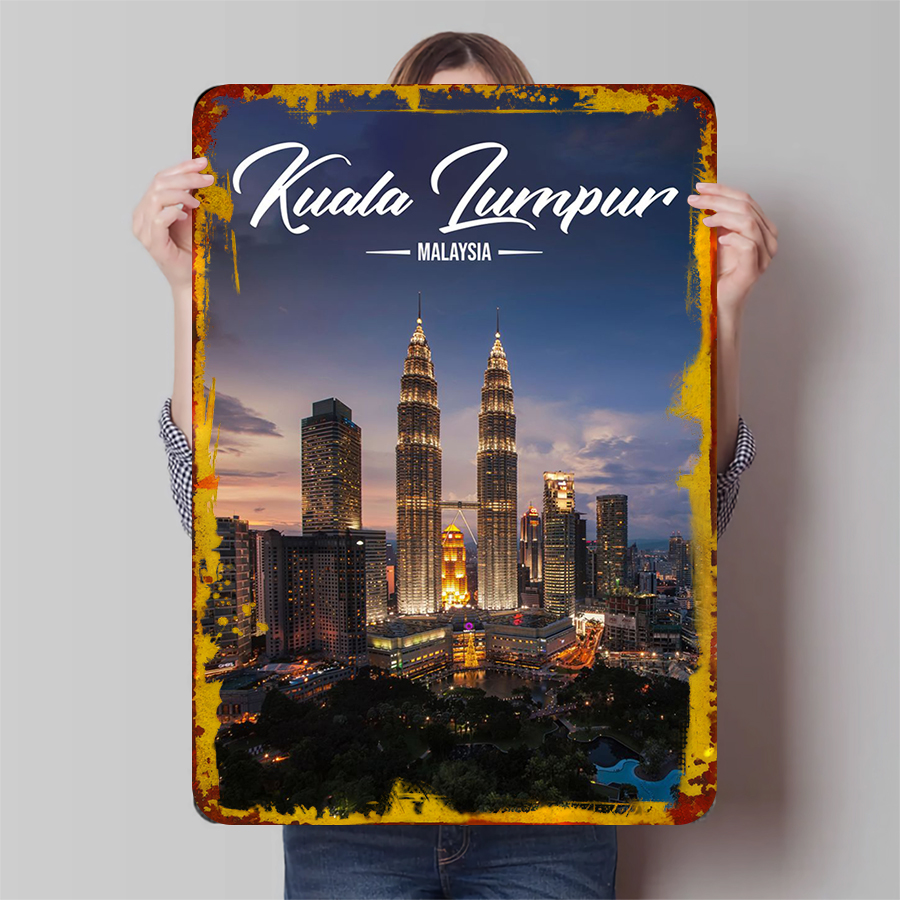 Home Decor Malaysia - クアラルンプール マレーシア ペトロナスツインタワー スカイライン メタル ウォール