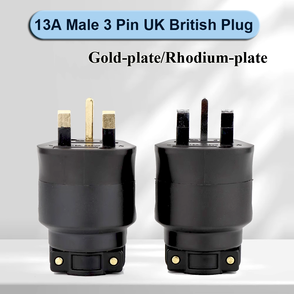 Home Decor Uk - 英国のプラグヒューズゴールドロジウムメッキコネクタプラグ、高品質FI-UK、ハイエンド、AC電源電気 (m) 溶融、オス3ピン、高品質