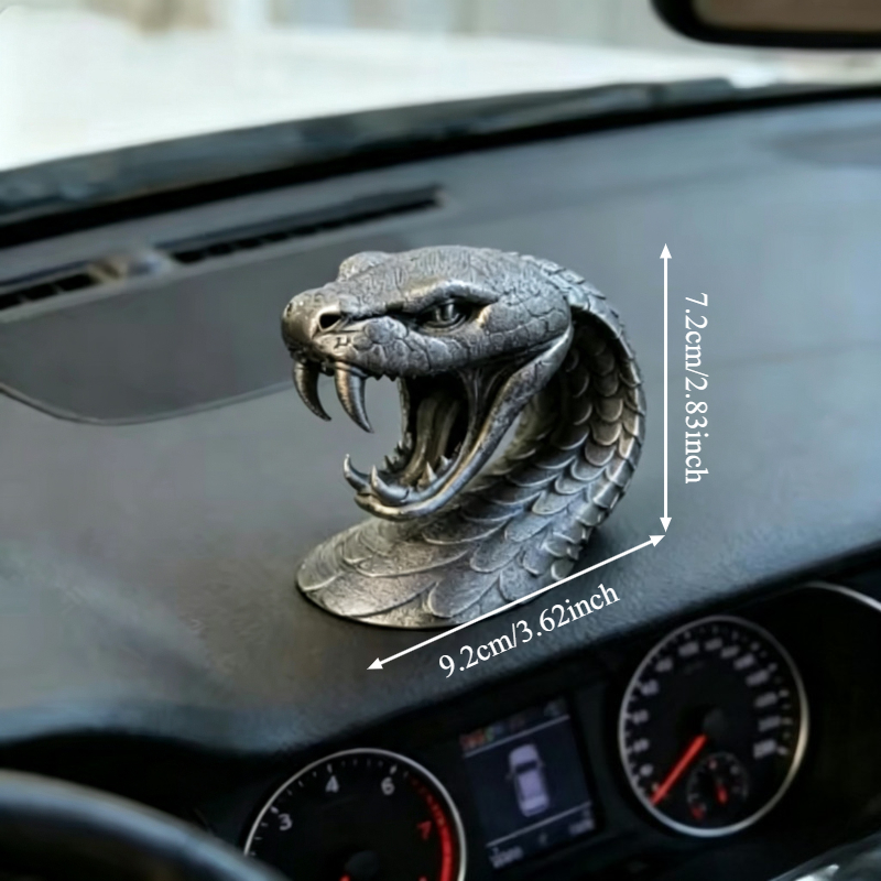 Home Decor Habitat - コブラの頭蓋骨彫刻、車や家のディスプレイ用ギフト、爬虫類飼育場の景観装飾アクセサリー、生息地装飾、爬虫類、両生類