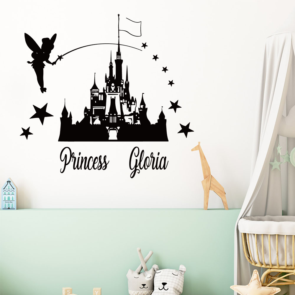 Home Decor Wallpaper - 1PC 漫画妖精の城カスタマイズ可能な名前ウォールステッカー壁デカールステッカー家の装飾友人へのギフトアート装飾壁紙