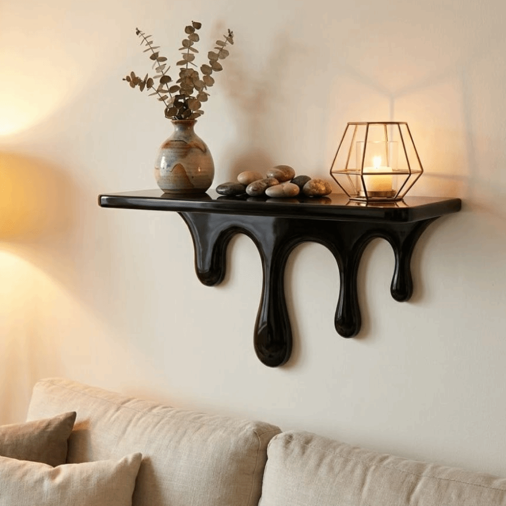 Floating Shelves - クラシックな3Dプリント製ドリップフローティングシェルフ、プラスチック製の安定したメルティングウォールシェルフ、芸術的な壁掛け式ウォール収納ラック、リビングルーム用