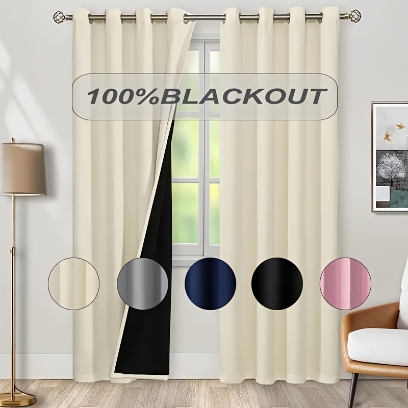 Home Decor Wall Panels - 1枚入り 100%遮光カーテン 黒裏地付き 多色断熱ドレープ 寝室 リビングルーム