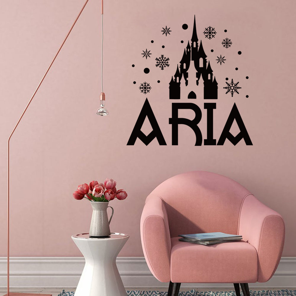 Home Decor Wallpaper - 1PC クリエイティブ城スノーフレークカスタマイズされた名前ホームデコレーションアクセサリー研究室ホームパーティーの装飾壁紙