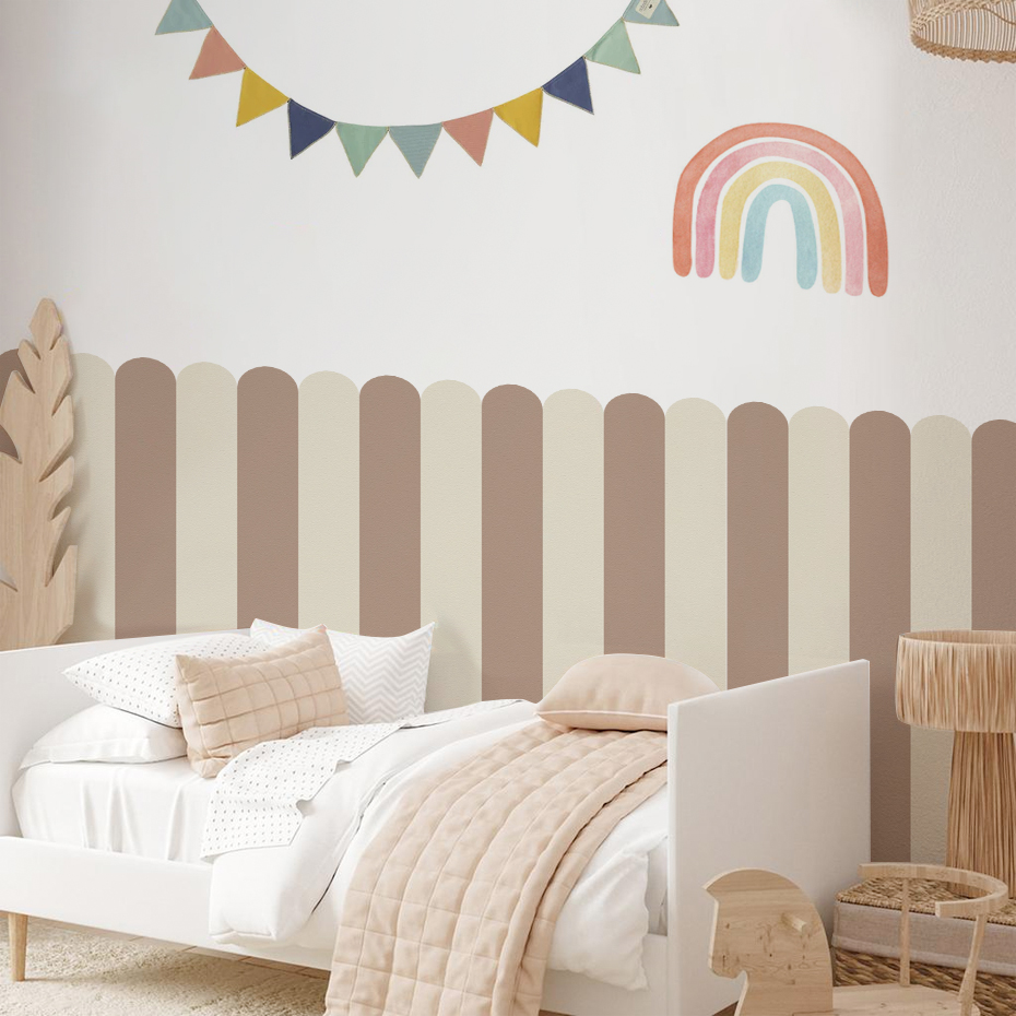 Home Decor Game - マルチカラー縦ストライプアーク壁紙保育園子供壁アートキッズルームリビングルーム家の装飾防水ピールアンドスティック