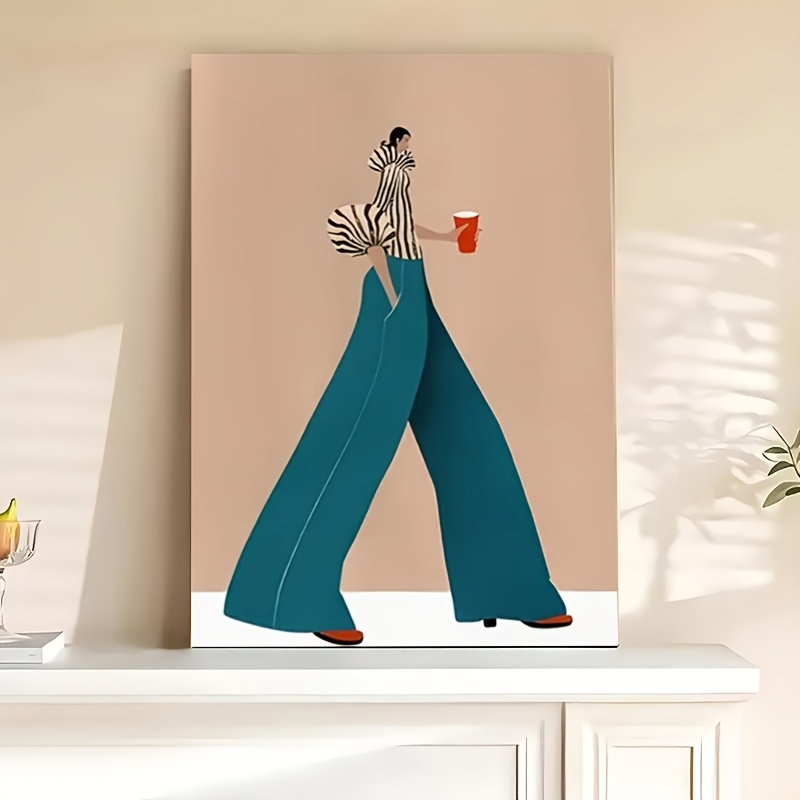 Home Decor Zen - ファッショナブルなブルーパンツ女性ポスタープリント現代超現実的な抽象キャンバス絵画壁アート画像リビングルームの家の装飾