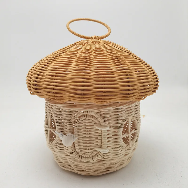 屋外ピクニックバスケットキノコ収納袋籐織バスケットキャンプポ - Rattan Plant Basket のレビューと価格