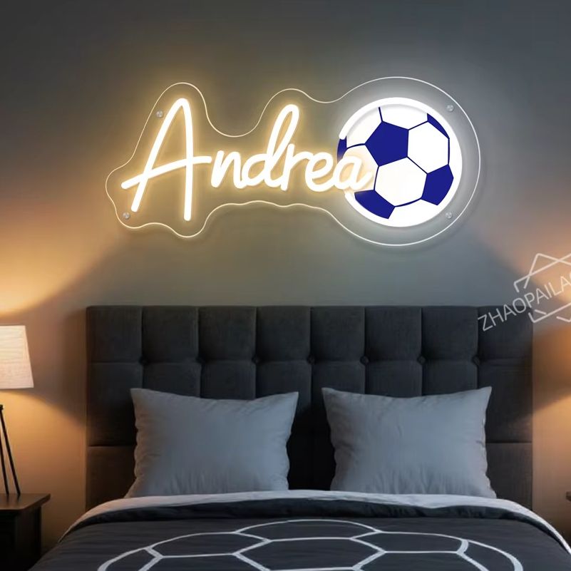 子供用サッカーのカスタムネオンサイン、寝室用パーソナライズネ - Home Decor Nearby のレビューと価格