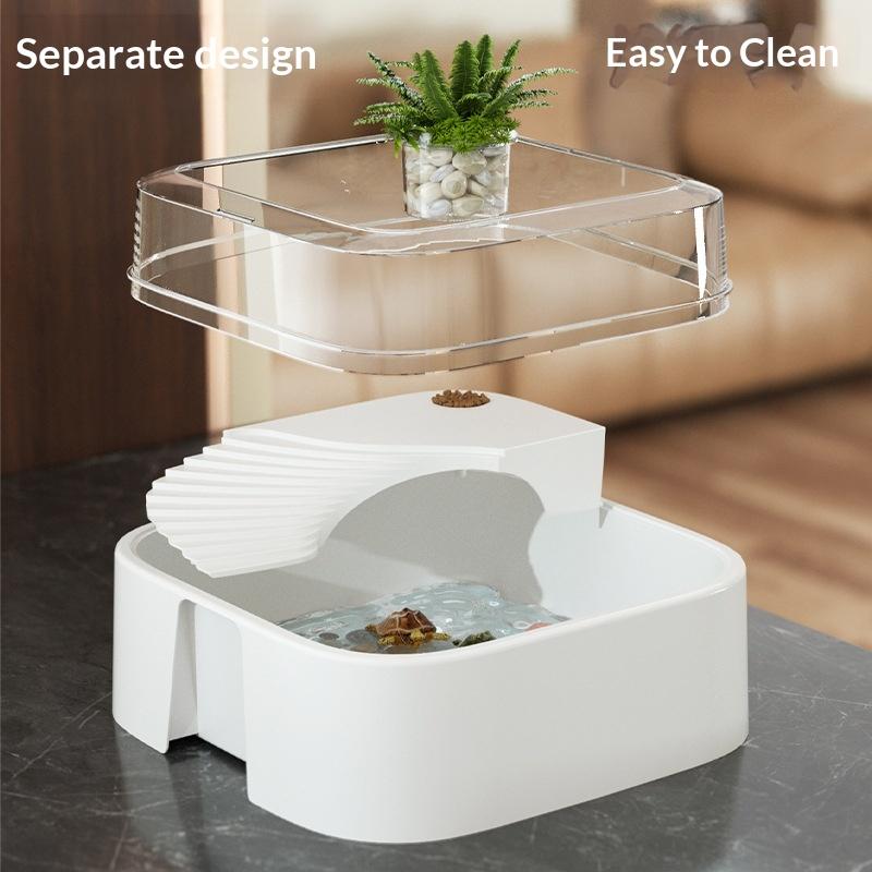 透明なカメ用タンク型生息ボックス、サンプラットフォーム付き、 - Home Decor Habitat のレビューと価格
