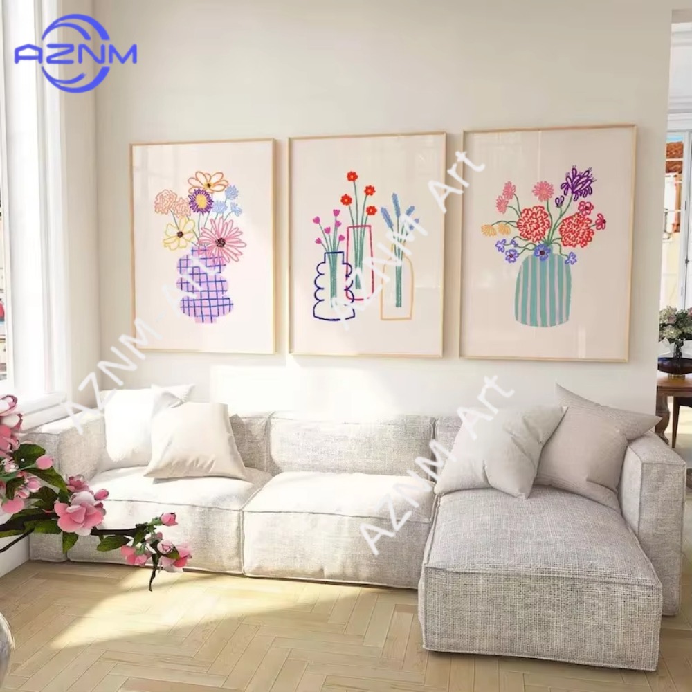1/3 個抽象花瓶パステル花束ポスターレトロフラワーマーケッ - Home Decor Market のレビューと価格