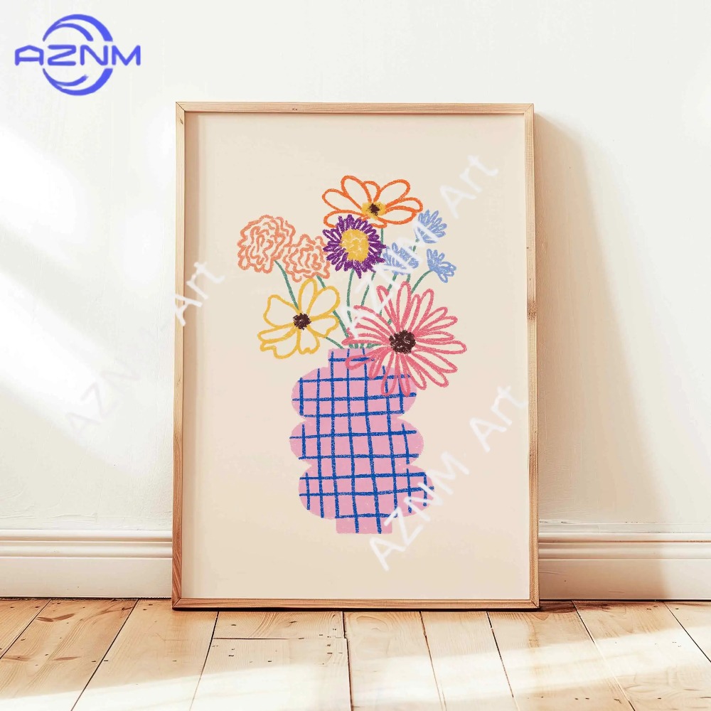 1/3 個抽象花瓶パステル花束ポスターレトロフラワーマーケッ - Home Decor Market のレビューと価格