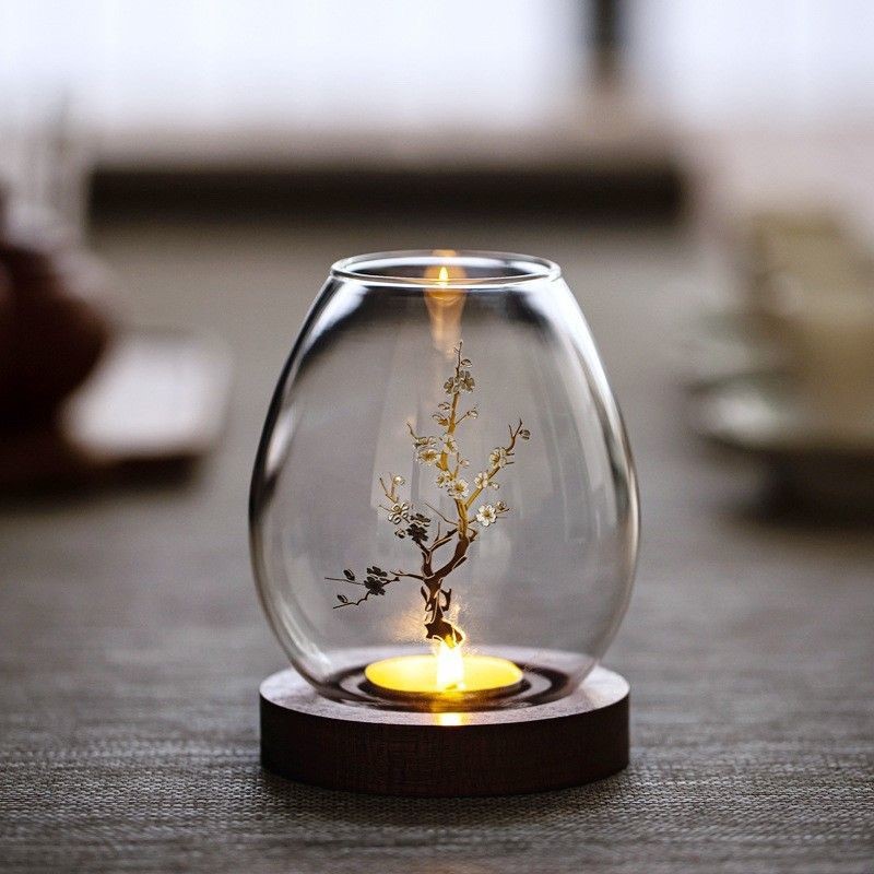 中国風透明ガラスキャンドルホルダーシェードロマンチックなキャ - Home Decor Zen のレビューと価格
