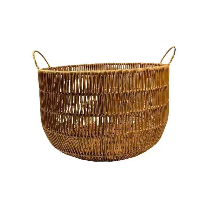手作りの籐風織り収納バスケット |   二重ハンドル付きラン - Rattan Plant Basket のレビューと価格