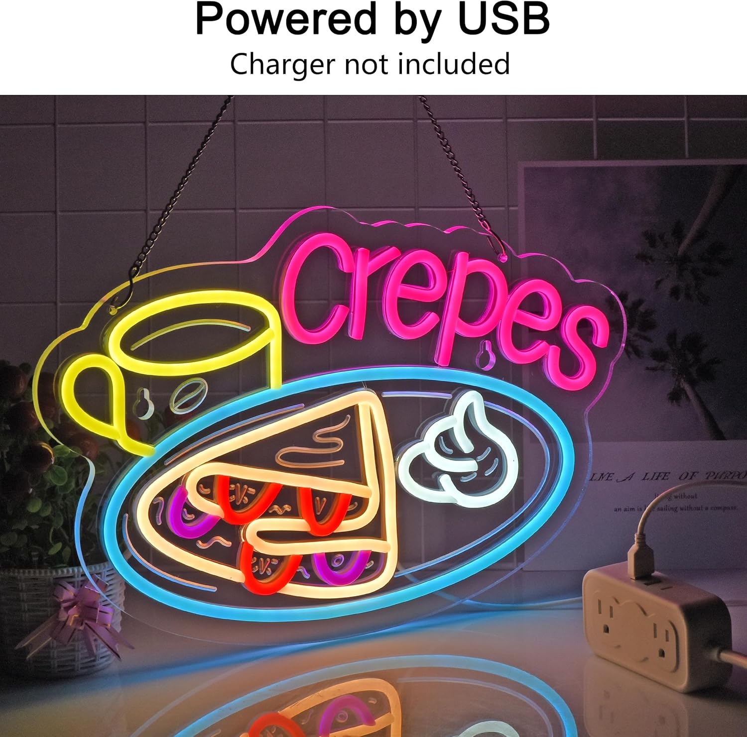 クレープネオンサイン USB電源 LED調光式ネオンライト  - Home Decor Nearby のレビューと価格