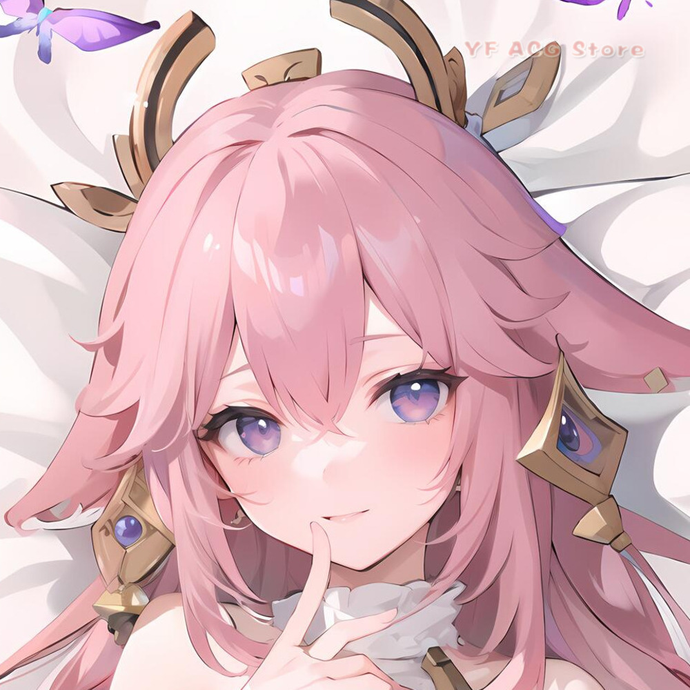 原神インパクト八重巫女抱き枕カバー両面 HD プリントソフト - Home Decor Game のレビューと価格