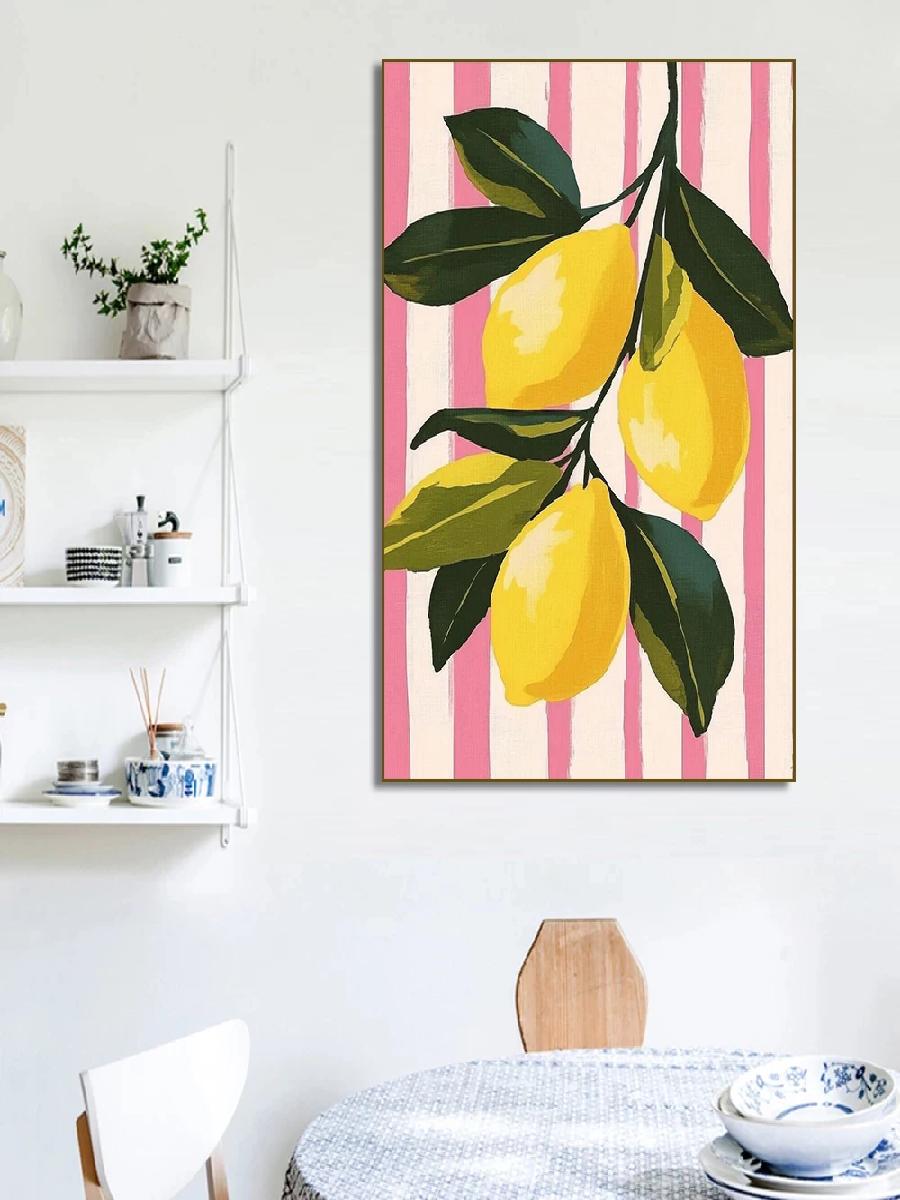 抽象フルーツマーケットポスターレモンイチゴ桃キャンバス絵画プ - Home Decor Market のレビューと価格