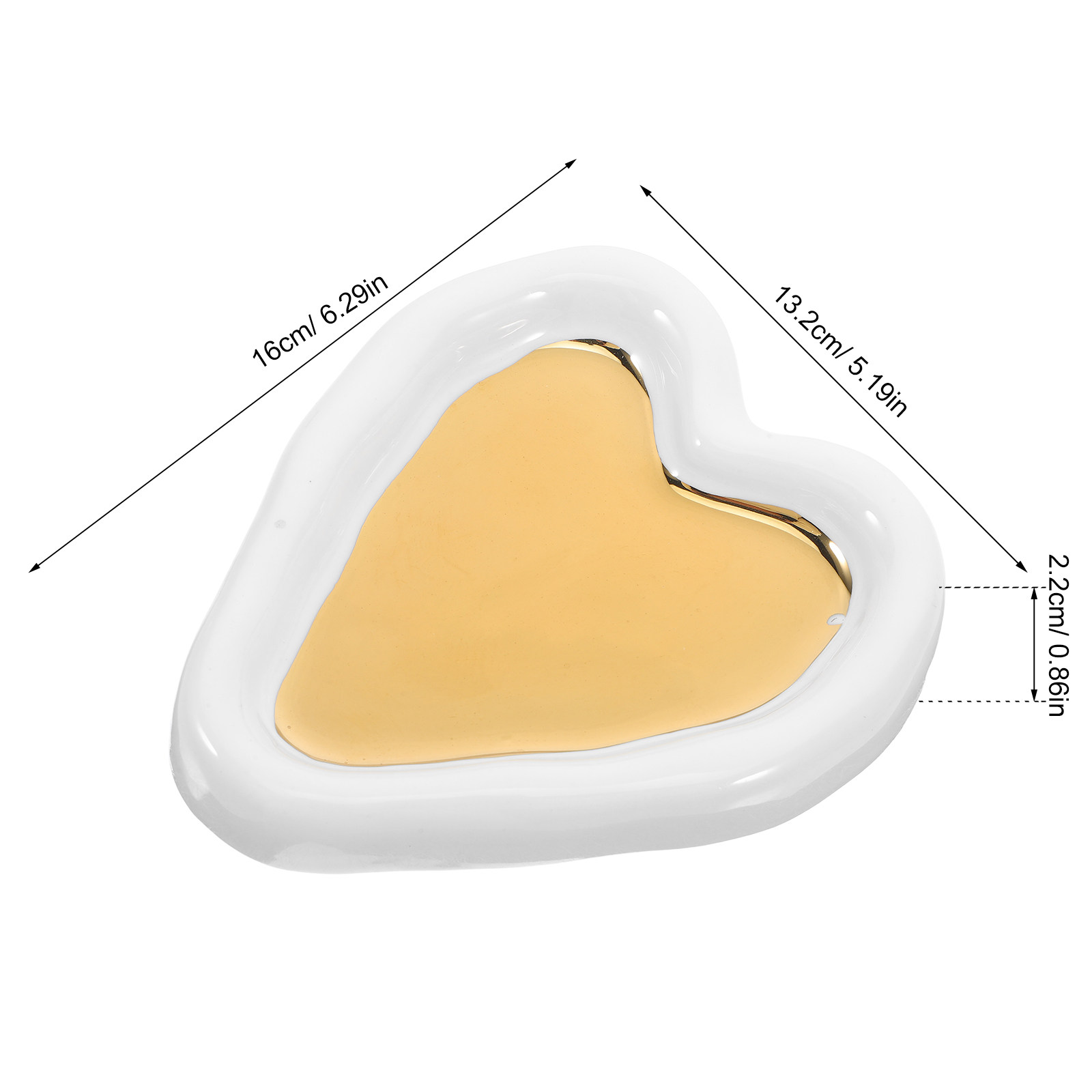 ハート型ジュエリートレイ ディッシュ ホワイトゴールド 光沢 - Ceramic Trinket Dish のレビューと価格