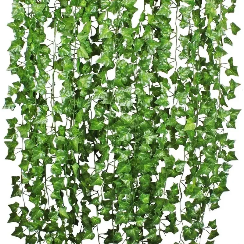 人工グリーンアイビーリーフラタンクリーパーリーフバインハンギ - Rattan Plant Basket のレビューと価格