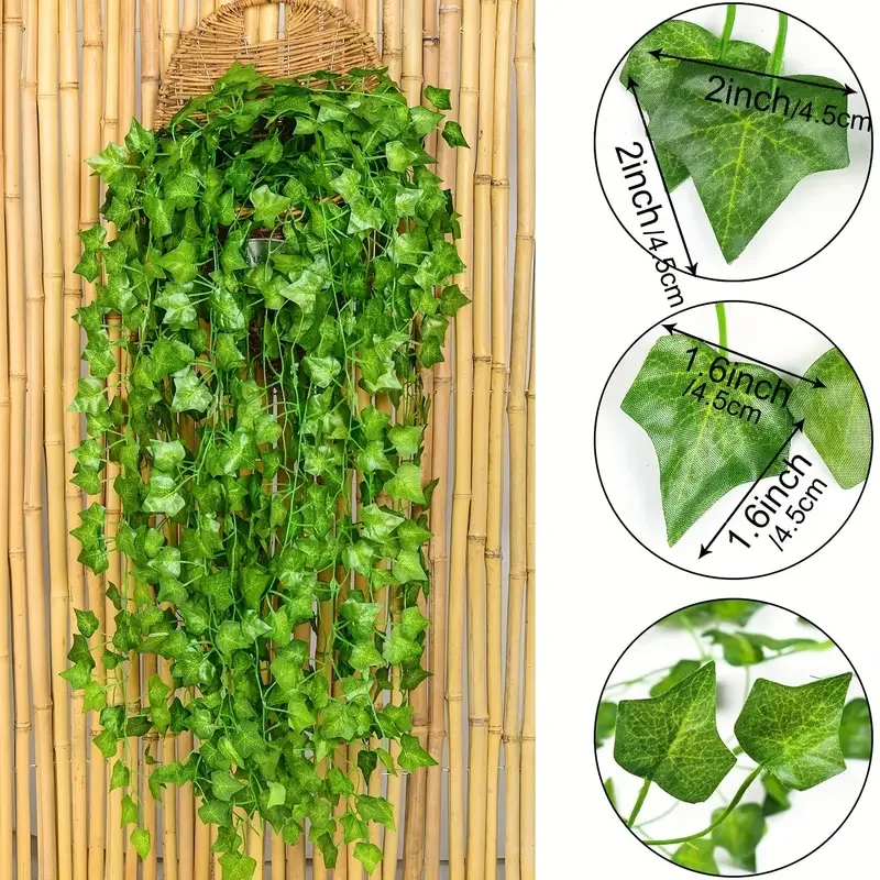 人工グリーンアイビーリーフラタンクリーパーリーフバインハンギ - Rattan Plant Basket のレビューと価格