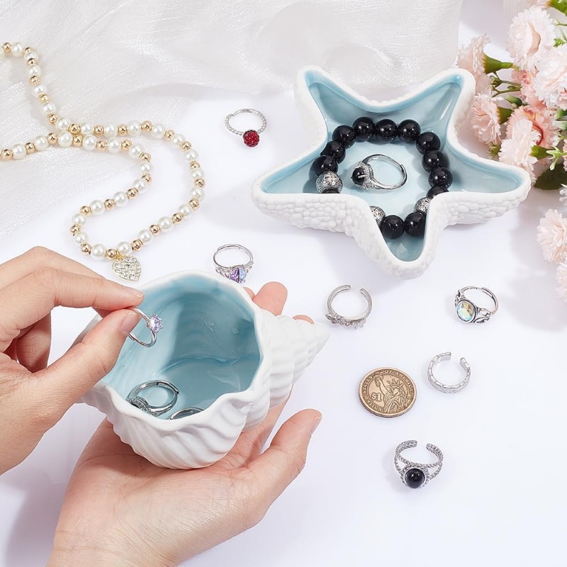 セラミックの海をテーマにした装飾的な装身具,ジュエリートレイ - Ceramic Trinket Dish のレビューと価格