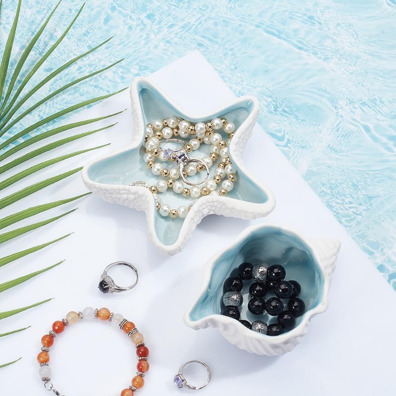 セラミックの海をテーマにした装飾的な装身具,ジュエリートレイ - Ceramic Trinket Dish のレビューと価格