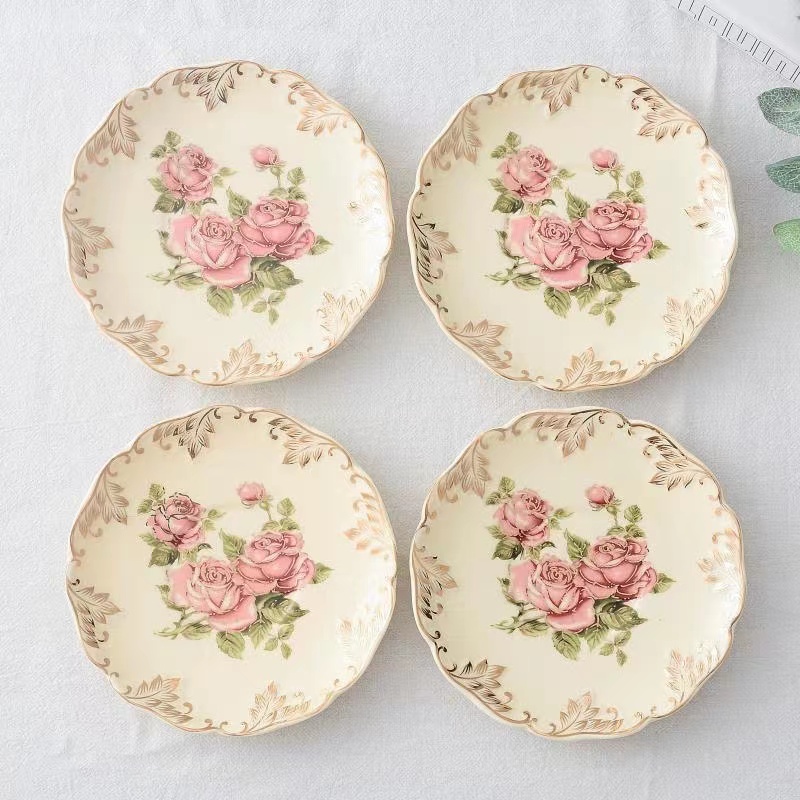 バラの手描きのコーヒーカップ,プレート,デザート,果物,食器 - Ceramic Trinket Dish のレビューと価格
