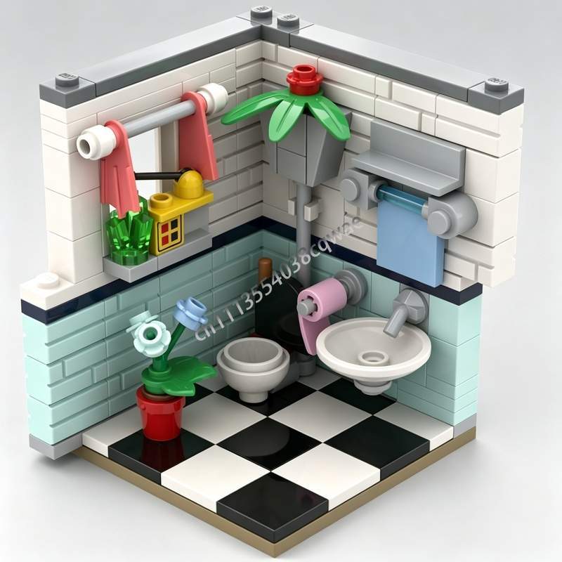 145 パーツ浴室生息地インテリアモデル MOC カスタムパ - Home Decor Habitat のレビューと価格