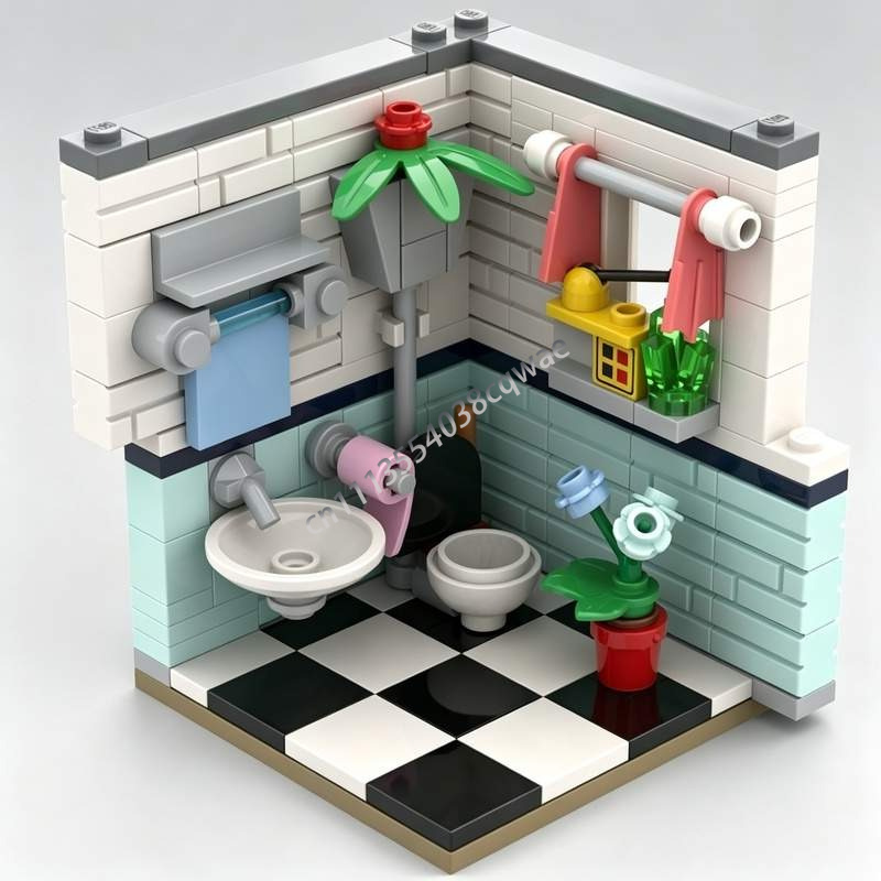 145 パーツ浴室生息地インテリアモデル MOC カスタムパ - Home Decor Habitat のレビューと価格