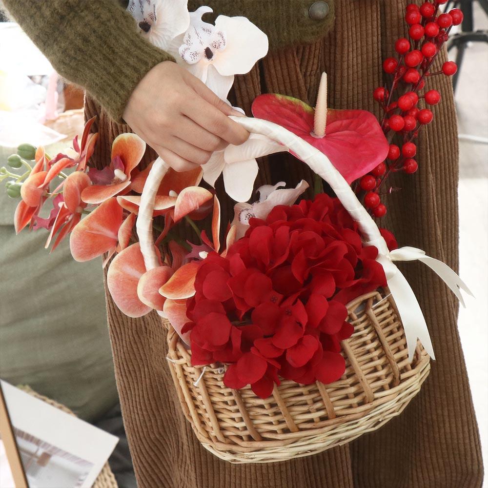 蝶ネクタイ写真小道具家庭用フラワーバスケット装飾籐収納バスケ - Rattan Plant Basket のレビューと価格