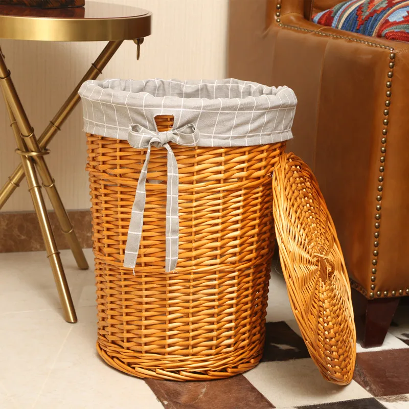 ふた付きのスタイリッシュな籐ランドリーバスケット、織り装飾収 - Rattan Plant Basket のレビューと価格