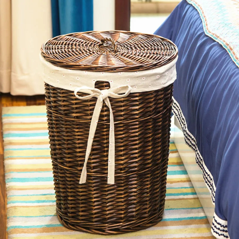 ふた付きのスタイリッシュな籐ランドリーバスケット、織り装飾収 - Rattan Plant Basket のレビューと価格