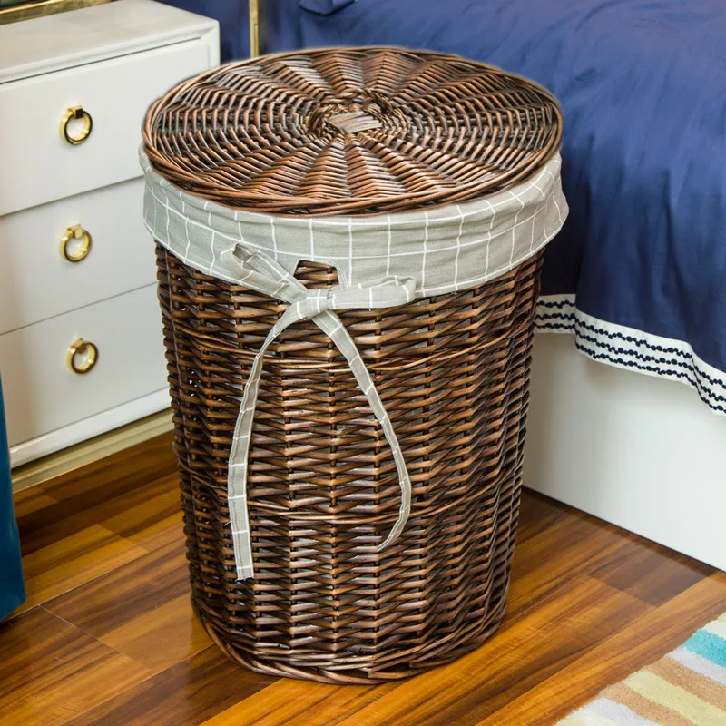 ふた付きのスタイリッシュな籐ランドリーバスケット、織り装飾収 - Rattan Plant Basket のレビューと価格