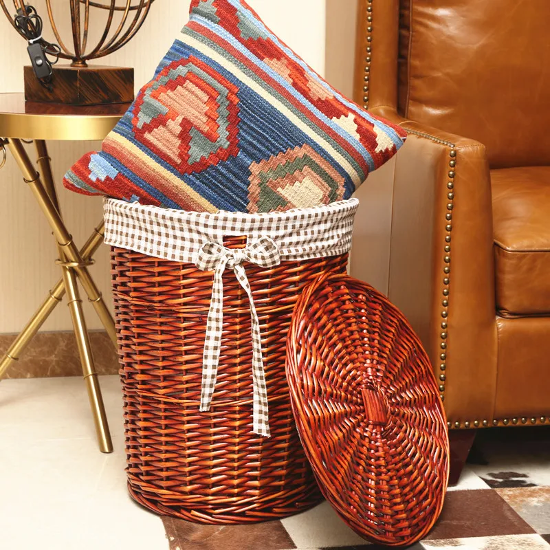 ふた付きのスタイリッシュな籐ランドリーバスケット、織り装飾収 - Rattan Plant Basket のレビューと価格