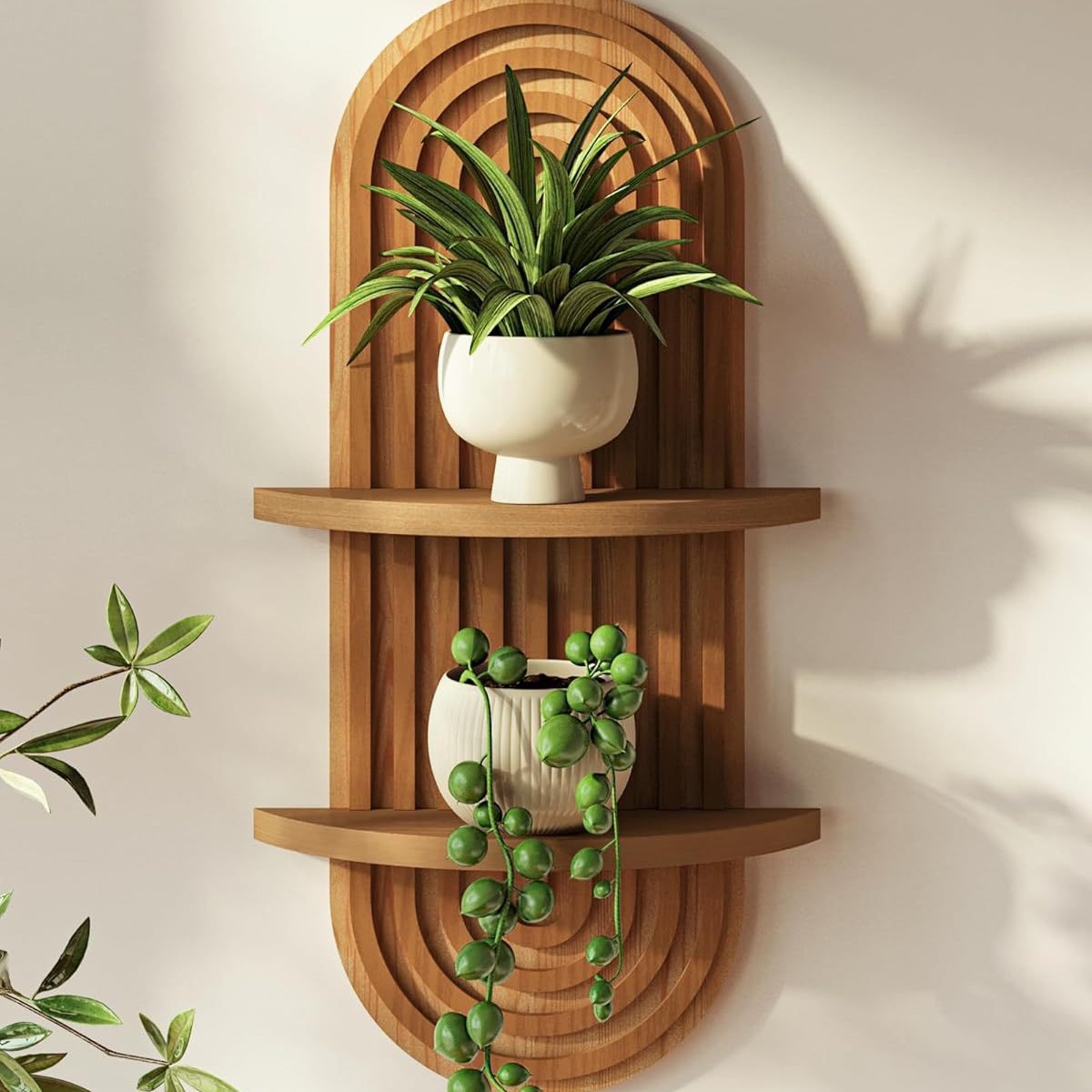 木製フローティングシェルフ、多機能壁掛け収納ラック、バスルー - Floating Shelves のレビューと価格