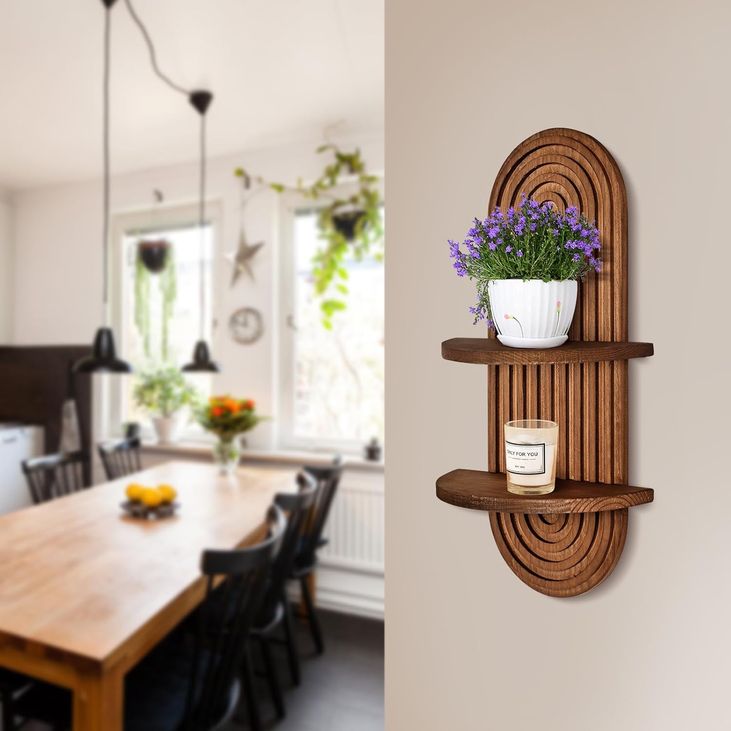 木製フローティングシェルフ、多機能壁掛け収納ラック、バスルー - Floating Shelves のレビューと価格