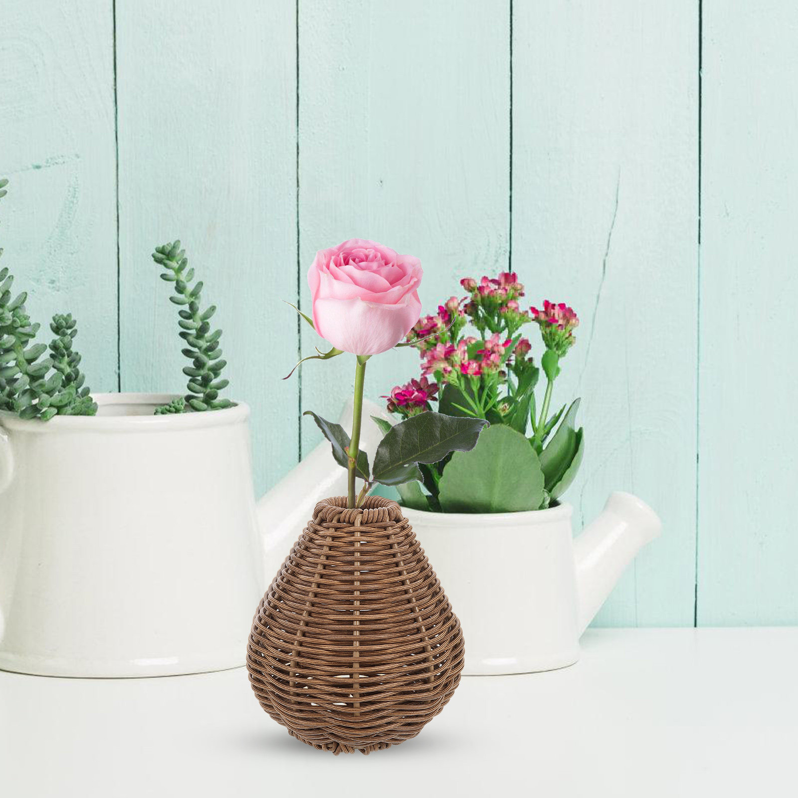 素朴なフラワーバスケット、人工ラタン製の花瓶、装飾用植物ホル - Rattan Plant Basket のレビューと価格